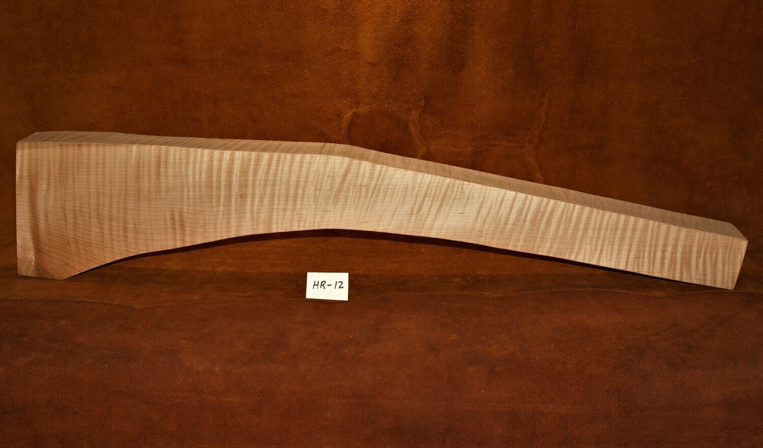 HALF STOCK BLANK; CURLY HARD BLACK MAPLE;  37&quot; Long x 2 13/16&quot; Thick
