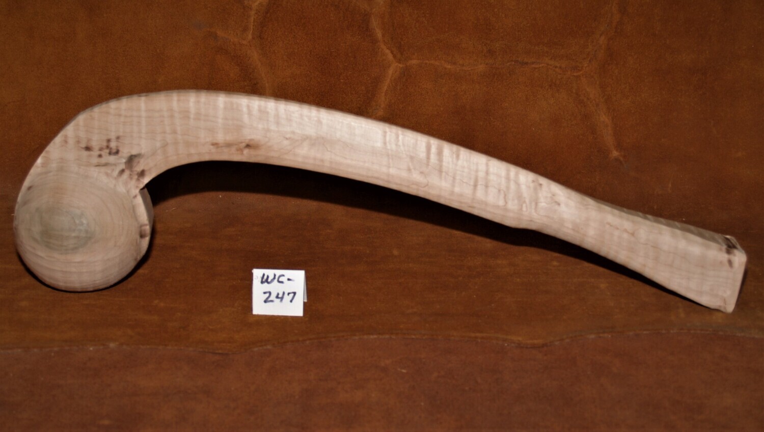WC-247;  MOHAWK CLUB;  Curly Maple;  20 1/2&quot; x 3 3/4&quot; Ball