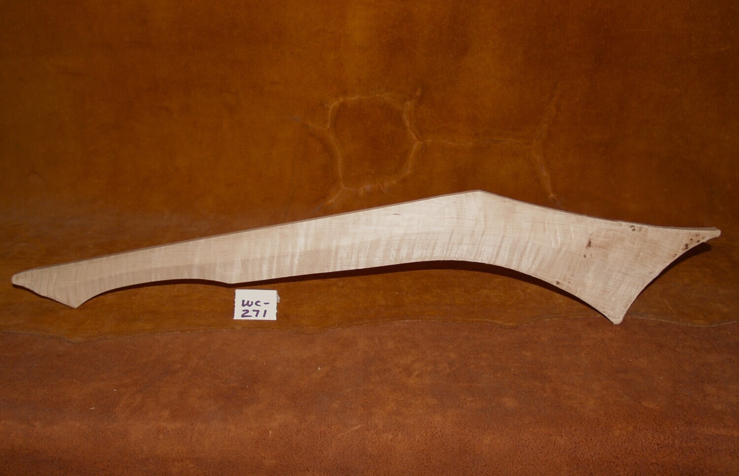 WC-271;  GUNSTOCK WAR CLUB;  Curly Sugar Maple; 29 1/2&quot;x 1 1/2&quot;