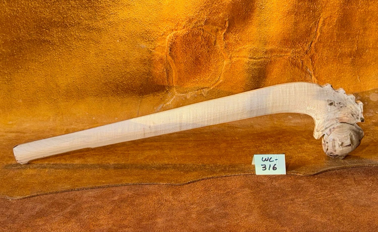 WC-316: IROQUOIS FACE CLUB;  Curly Red Maple;  22 1/2&quot;x 2 5/8&quot;
