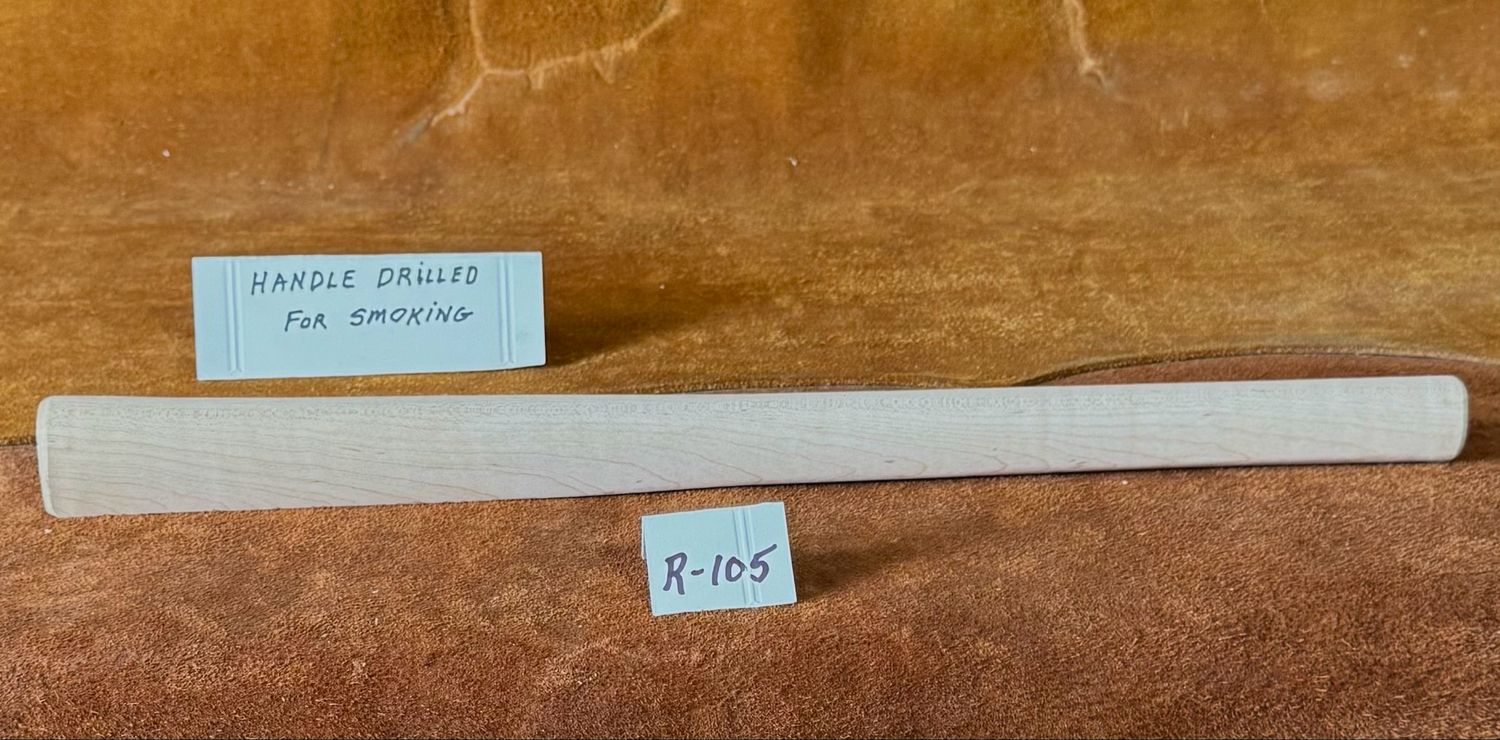 DL-R-105;  PIPE TOMAHAWK HANDLE;  Curly Red Maple;  19&quot; Long