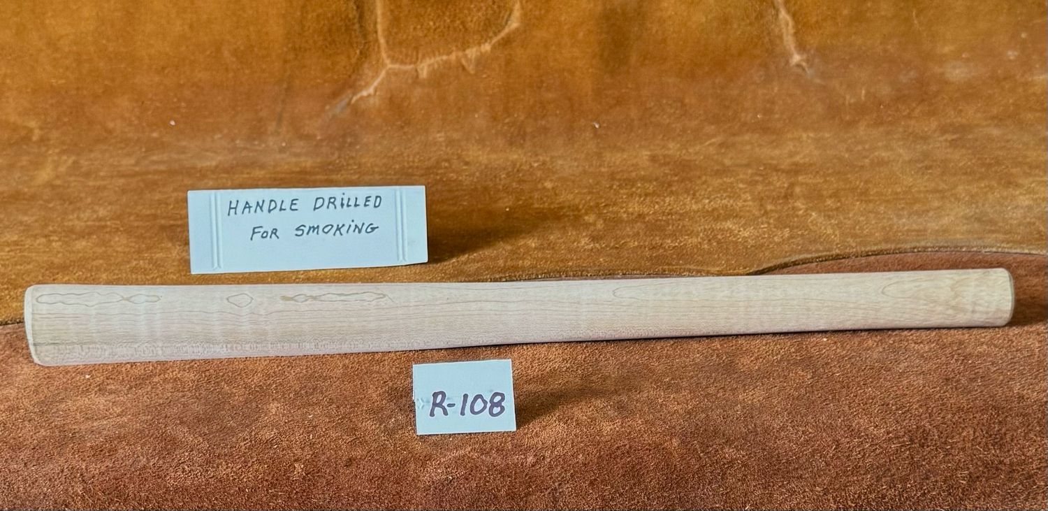 DL-R-108;  PIPE TOMAHAWK HANDLE;  Curly Red Maple;  19&quot; Long