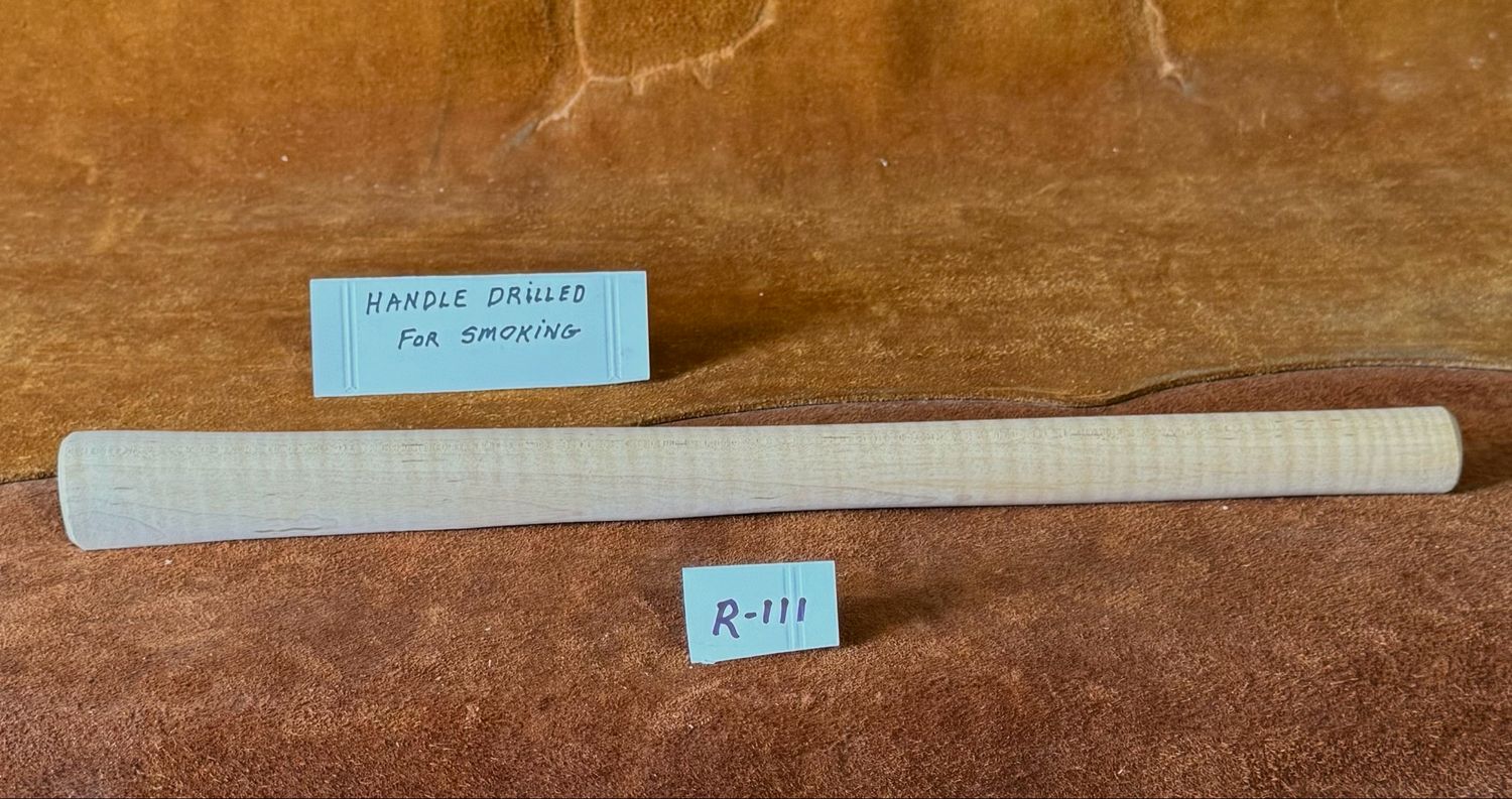 DL-R-111;  PIPE TOMAHAWK HANDLE;  Curly Red Maple;  19&quot; Long