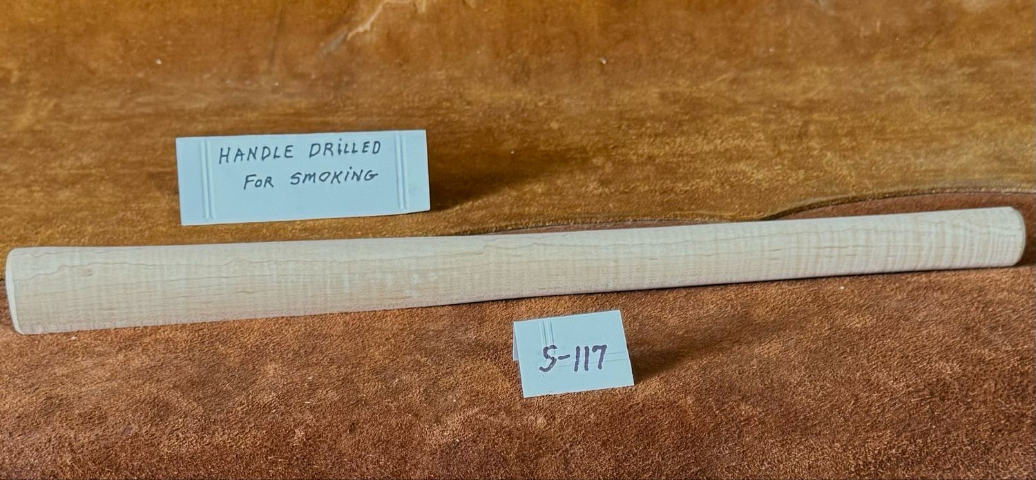 DL-S-117;  PIPE TOMAHAWK HANDLE;  Curly Sugar Maple;  19&quot; Long