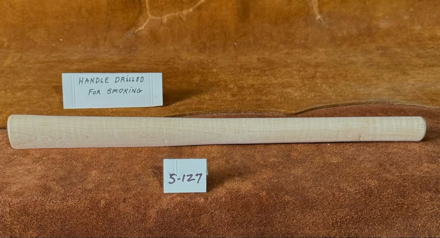 DL-S-127;  PIPE TOMAHAWK HANDLE;  Curly Sugar Maple;  19&#39; Long