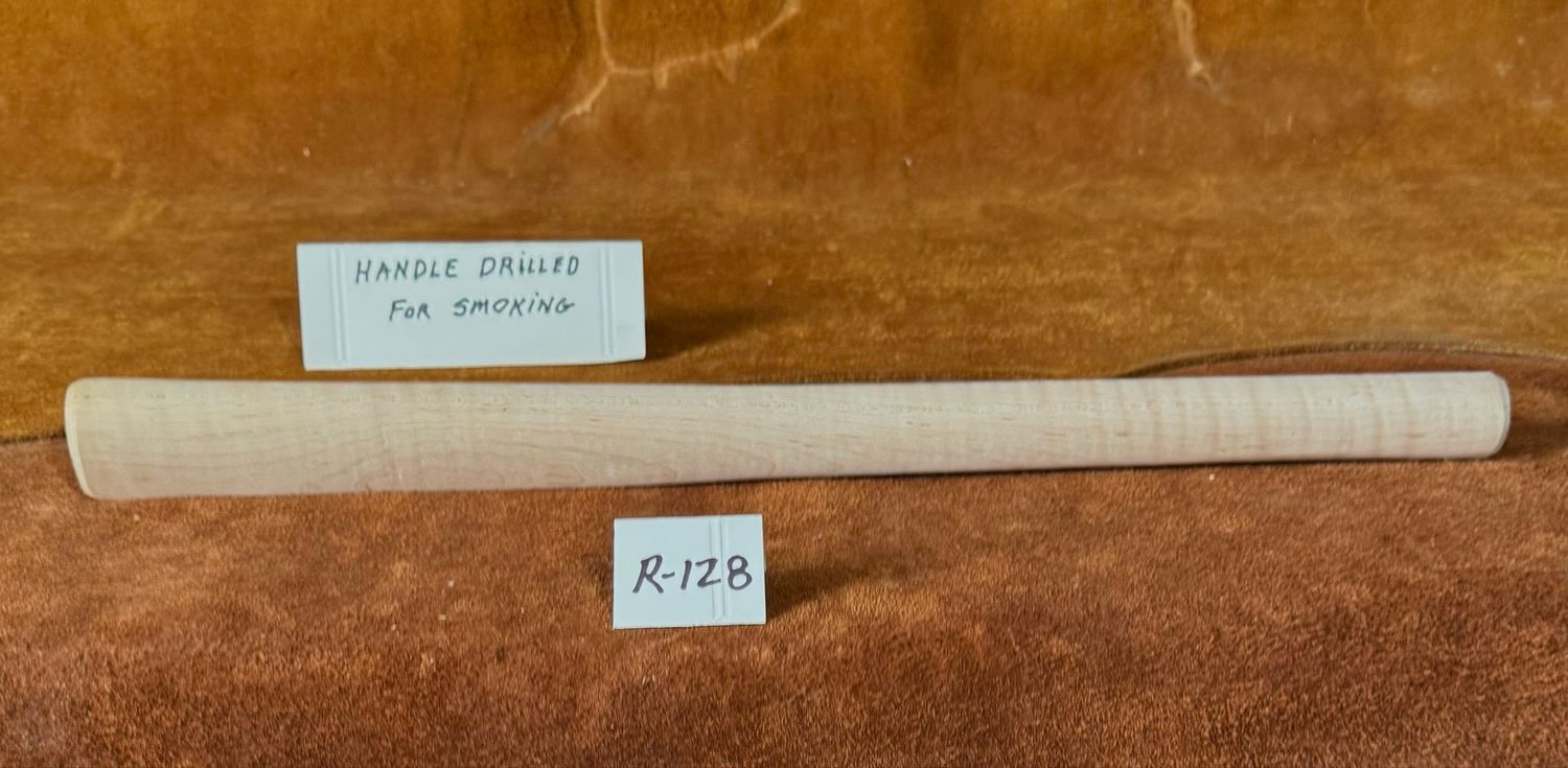 DL-R-128;  PIPE TOMAHAWK HANDLE;  Curly Red Maple;  19&quot; Long