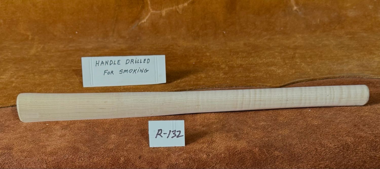 DL-R-132;  PIPE TOMAHAWK HANDLE; Curly Red Maple:  19&quot; Long