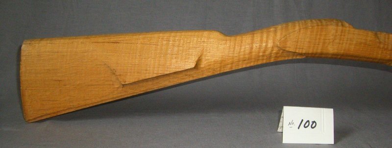LEFT HAND Early Hawken Pre-carved Stock;  Curly Red Maple