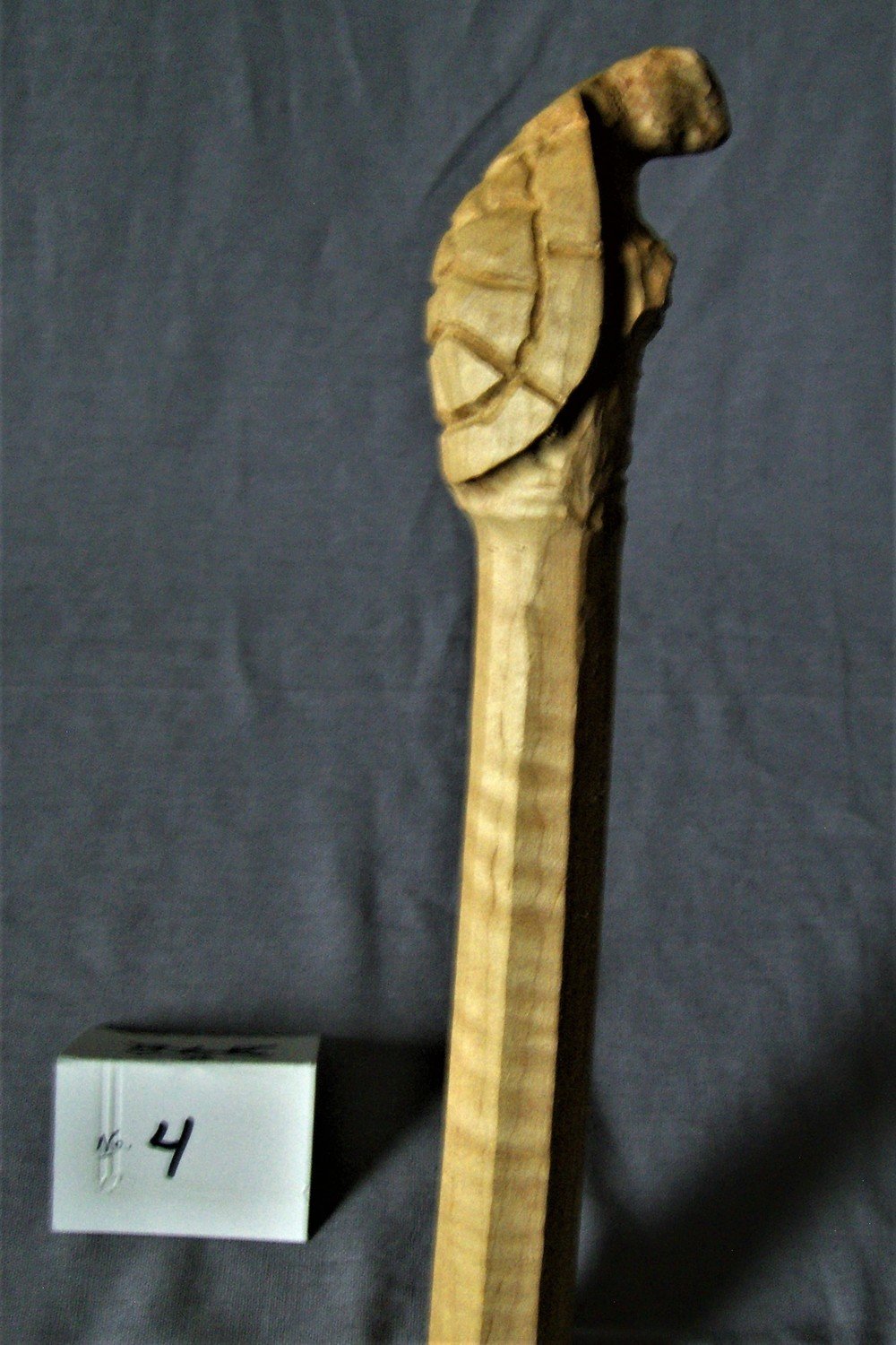 Pre-carved Curly Maple Turtle Walking Stick; 54&quot; Long