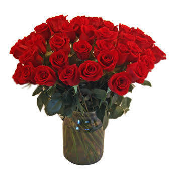 20-100 Red roses in glass vase