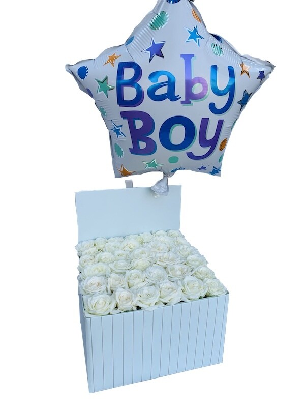Baby Boy flowers and balloons
