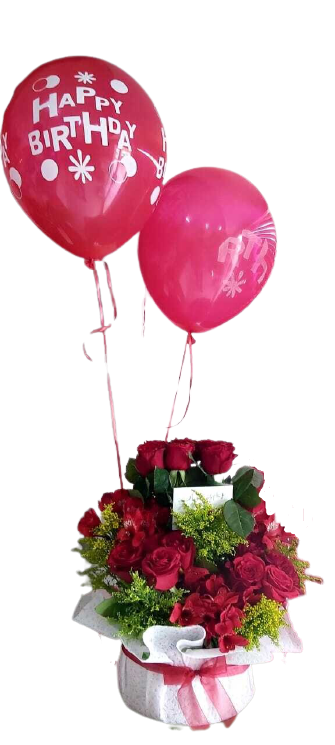 Red Roses with 2 Balloons Jordan