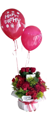 Red Roses with 2 Balloons Jordan