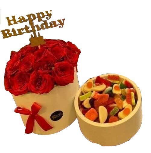 Red roses box with candy box Jordan