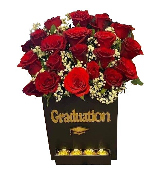 Flower box with 4 Ferrero Rocher chocolates