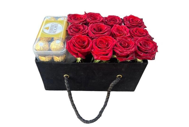 12 Red Roses &amp; Ferrero Rocher