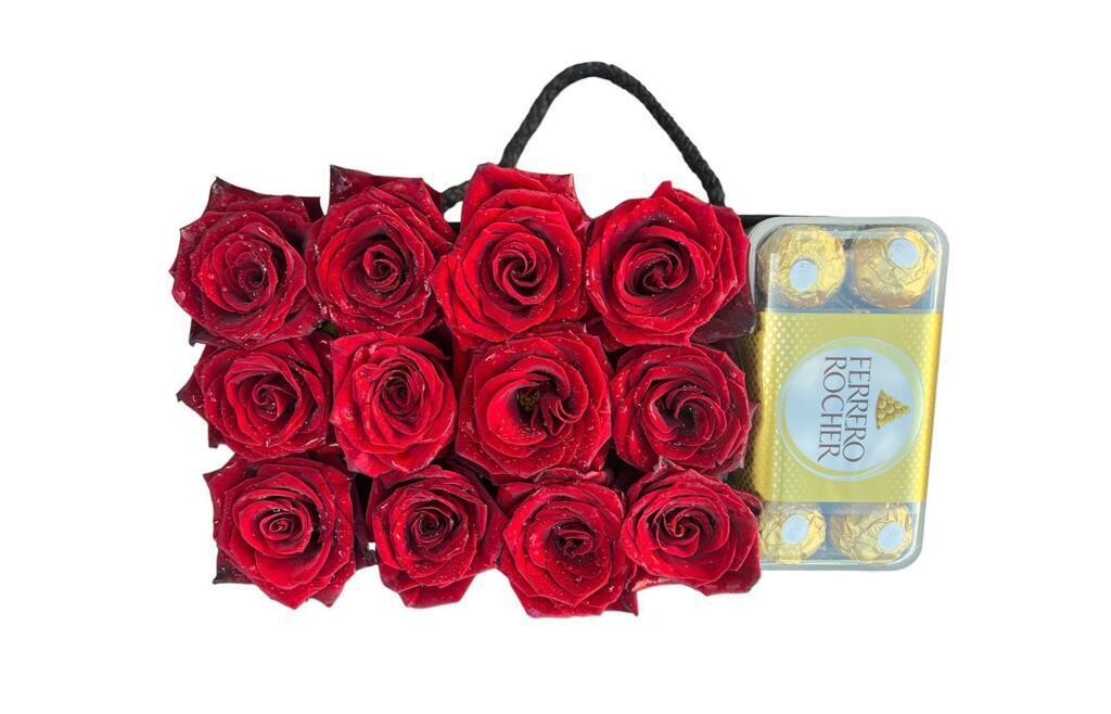 12 Red Roses &amp; Ferrero Rocher