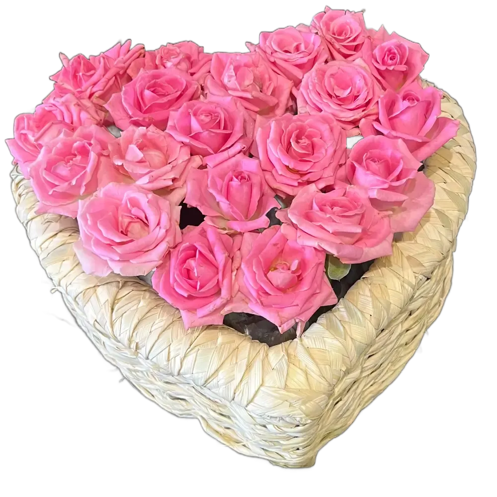 Natural Pink Roses Basket - Baby girl