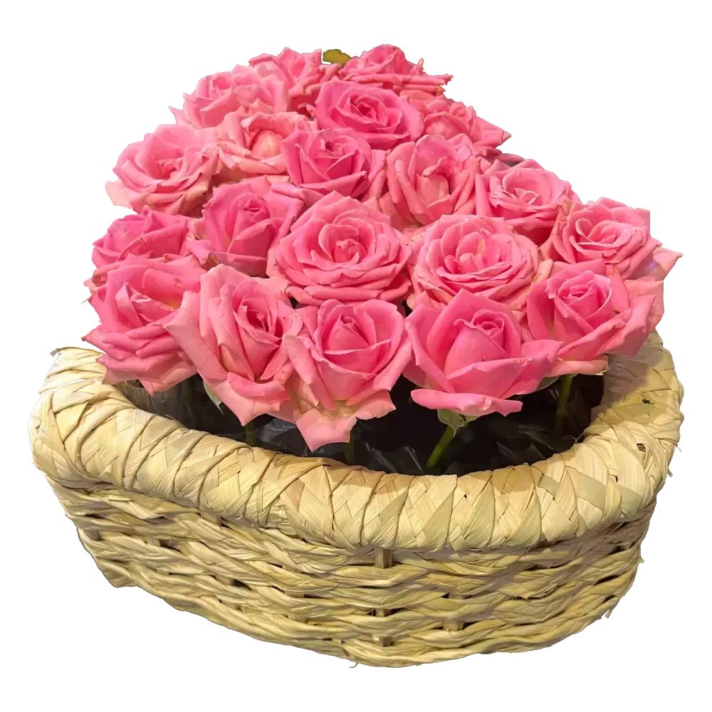 Natural Pink Roses Basket - Baby girl