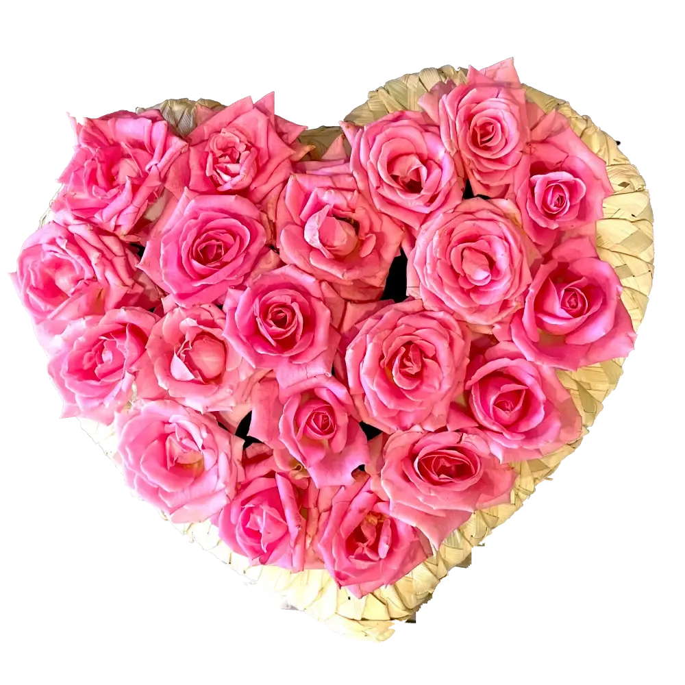 Natural Pink Roses Basket - Baby girl