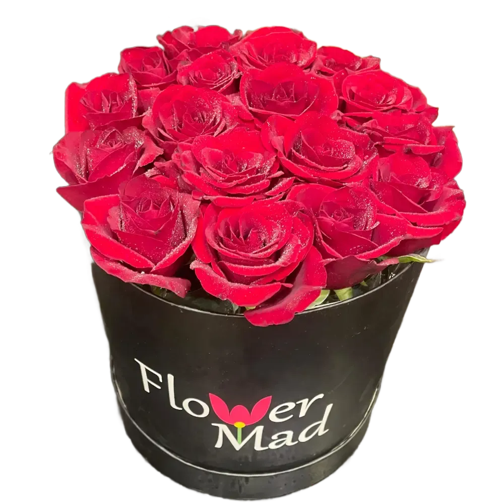  Round Box with 20 Natural Red Roses