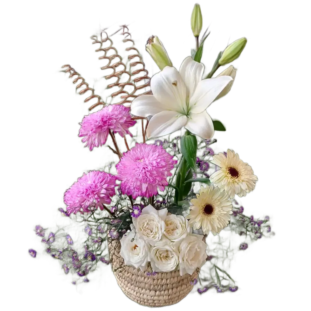 Luxury Flower Collection in Palm Basket