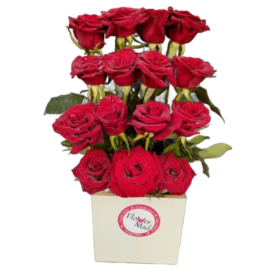 Roses in white wooden box