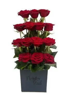 Roses in black wooden box