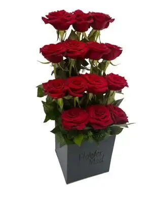 Roses in black wooden box