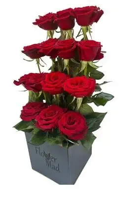 Roses in black wooden box