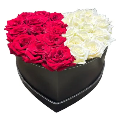 Heart Box with Red &amp; White Roses