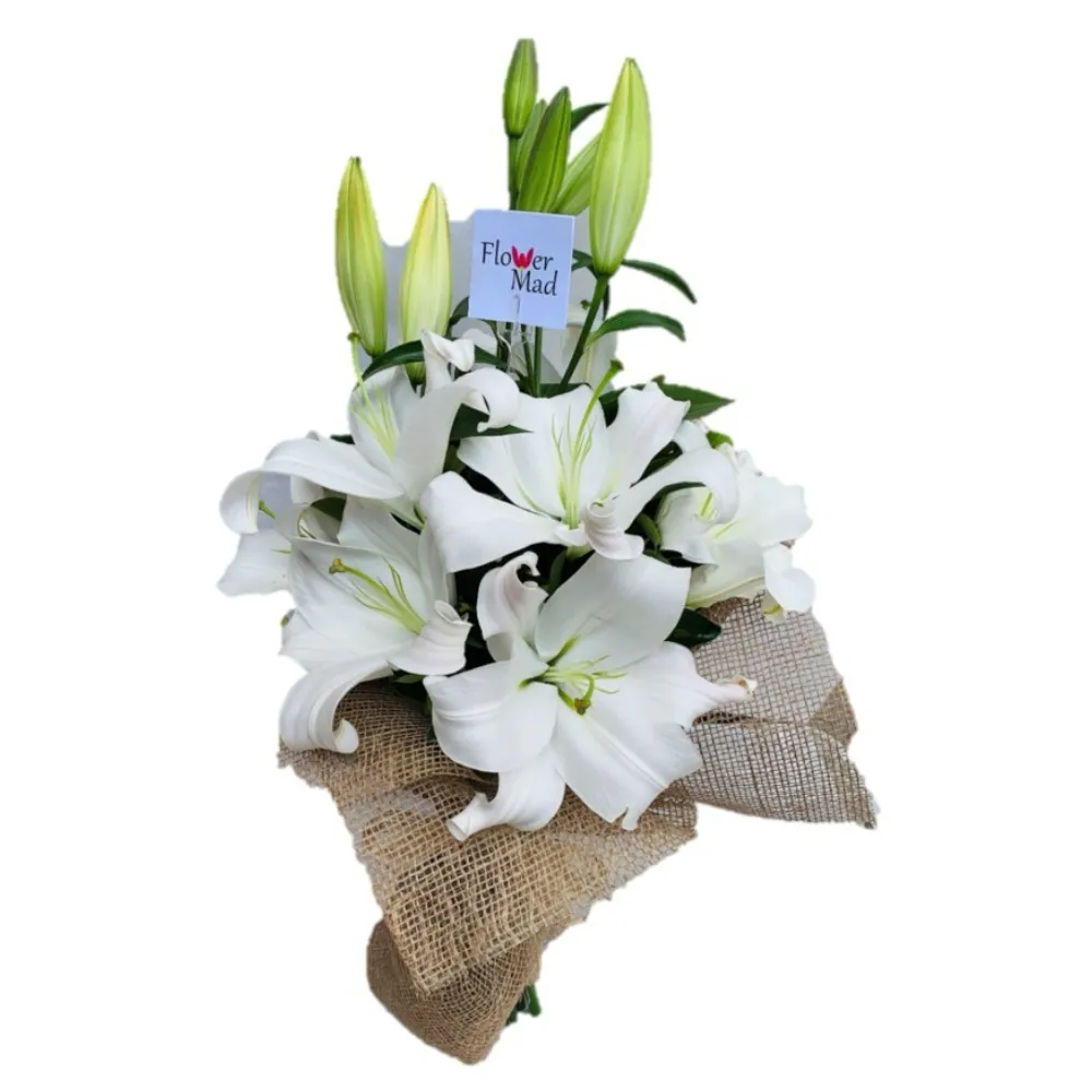 White 4 Lilies Bouquet