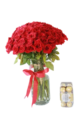 20-150 Red roses in glass vase 2023