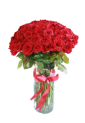 20-150 Red roses in glass vase 2023