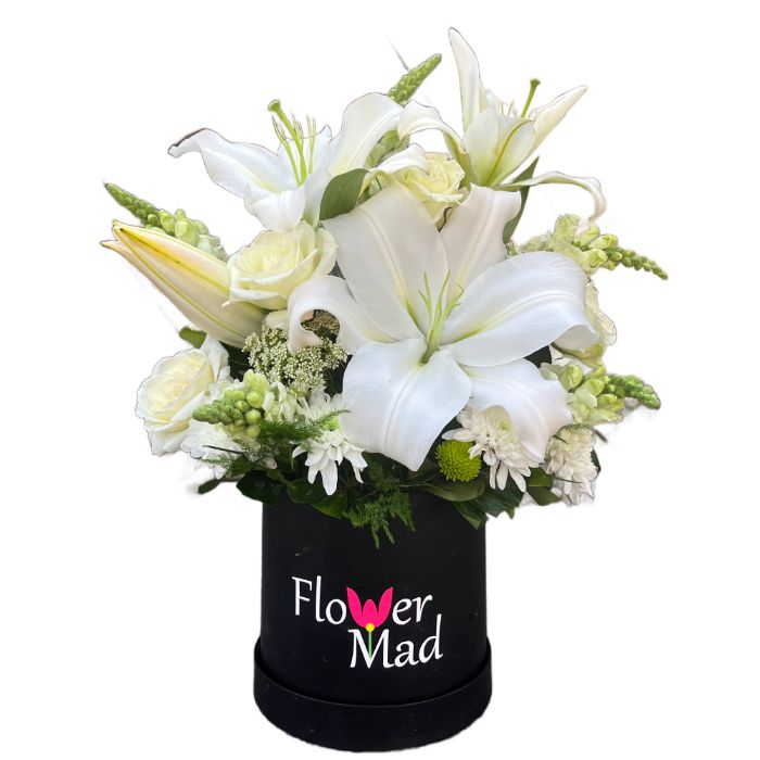 Elegant White Lily &amp; Rose Box – A Symbol of Purity &amp; Grace