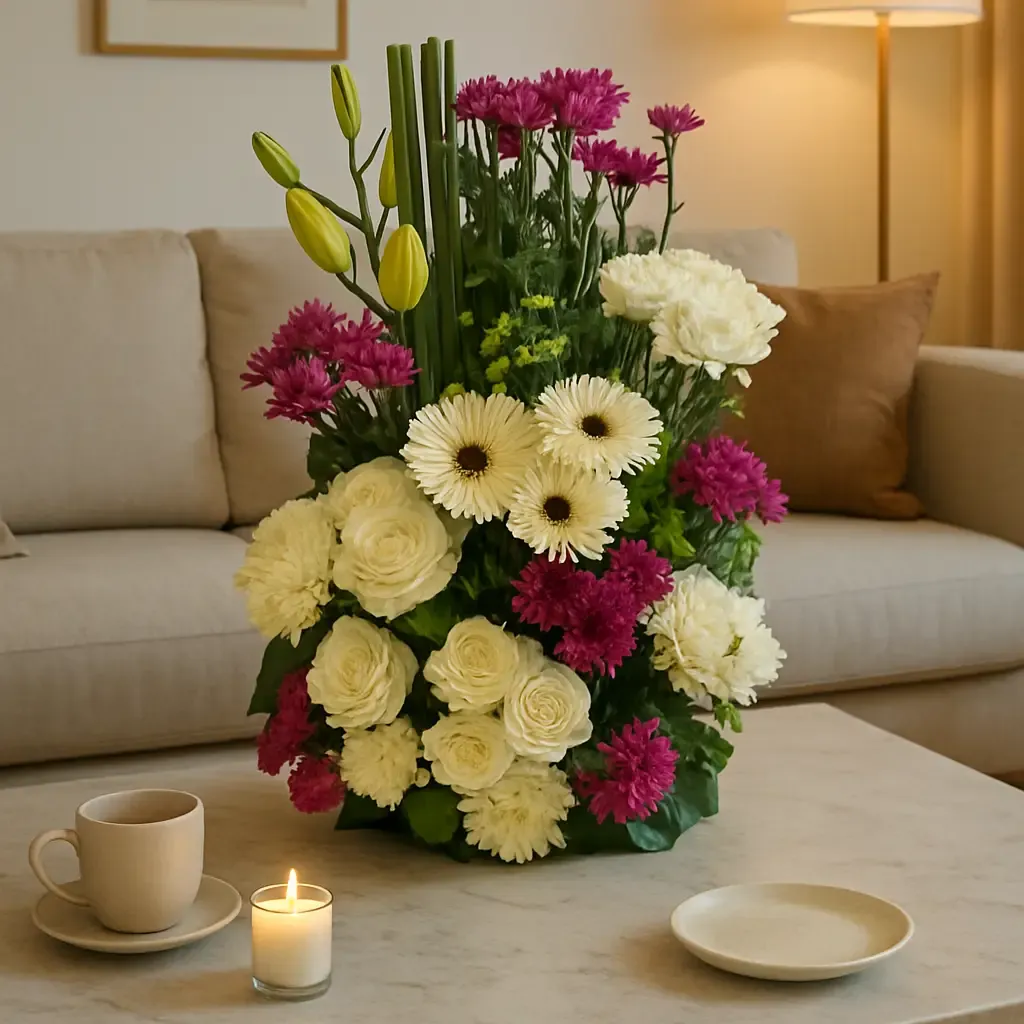 Elegant White &amp; Purple Flower Arrangement