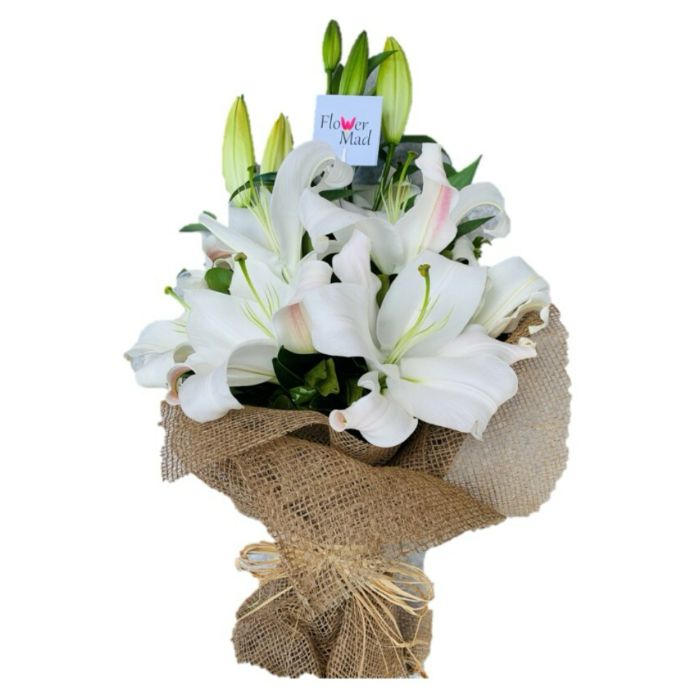 White 4 Lilies Bouquet