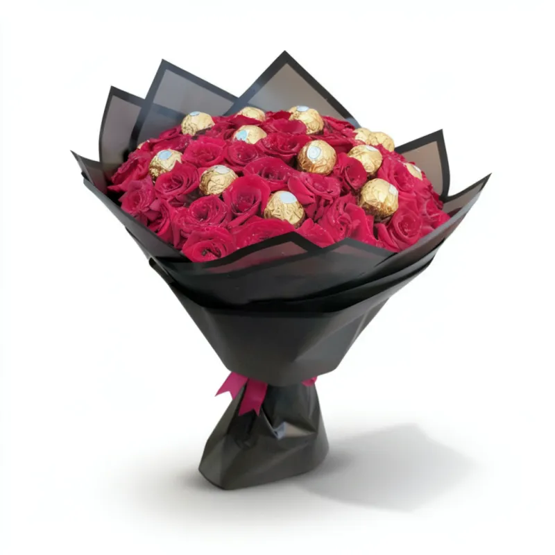 Red roses Bouquet (25-150) &amp; Ferrero Rocher (16 pcs)