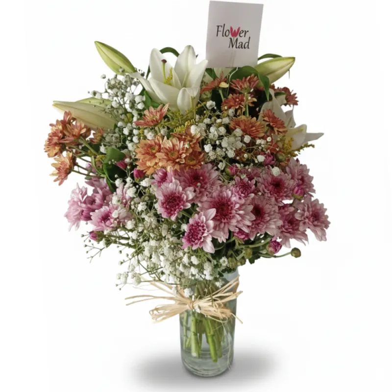 Lilies &amp; Chrysanthemums Vase