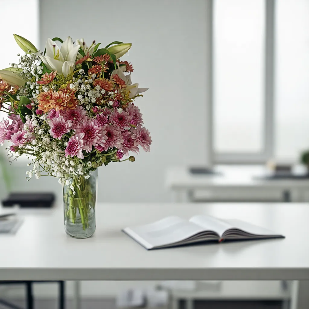 Lilies &amp; Chrysanthemums Vase