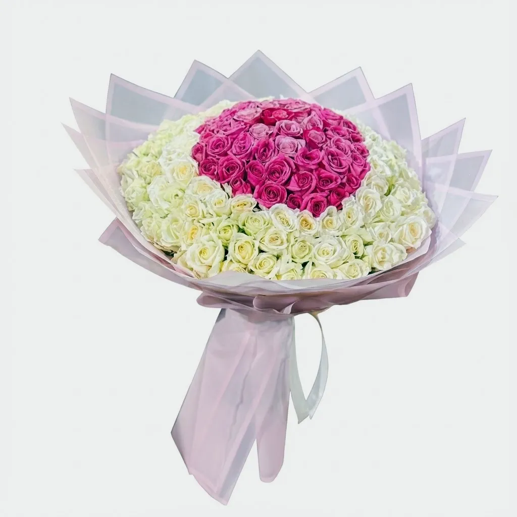 50 Rose roses &amp; 130 white roses bouquet
