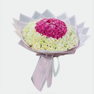 50 Rose roses &amp; 130 white roses bouquet