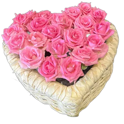 Natural Pink Roses Basket - Baby girl