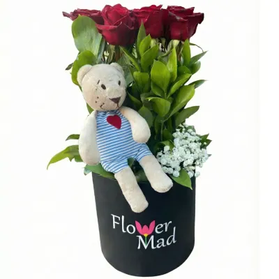 20 Red Roses and Teddy Bear
