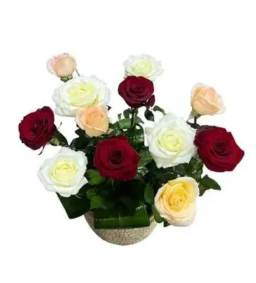 Roses in Palm Basket