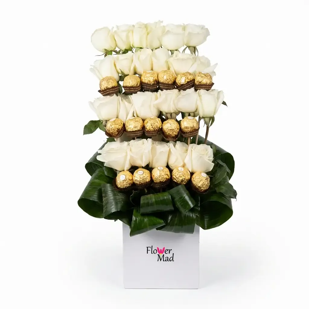White Roses and &amp; Ferrero Rocher (16 pcs)