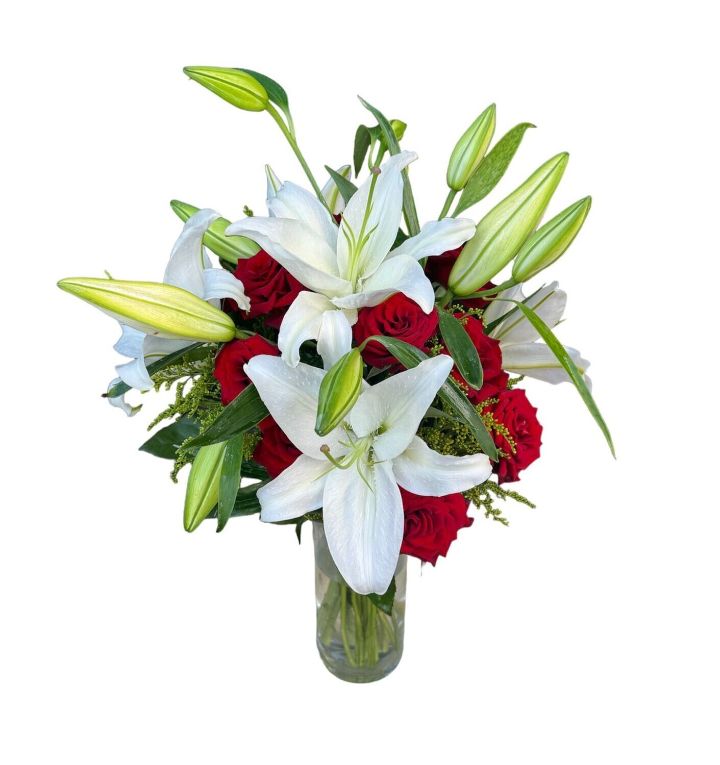 White Lilies &amp; Red Roses in a Vase