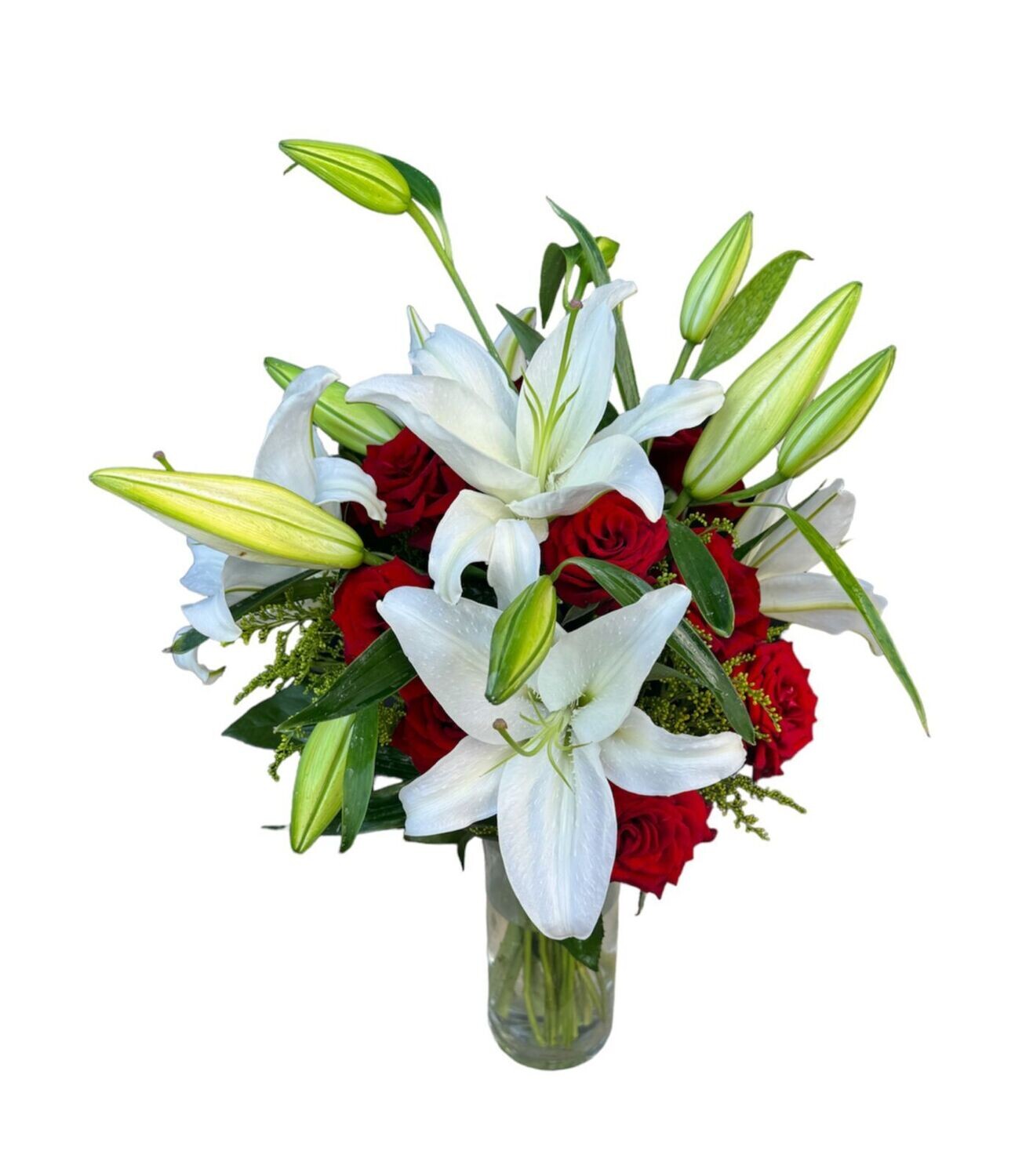 White Lilies &amp; Red Roses in a Vase