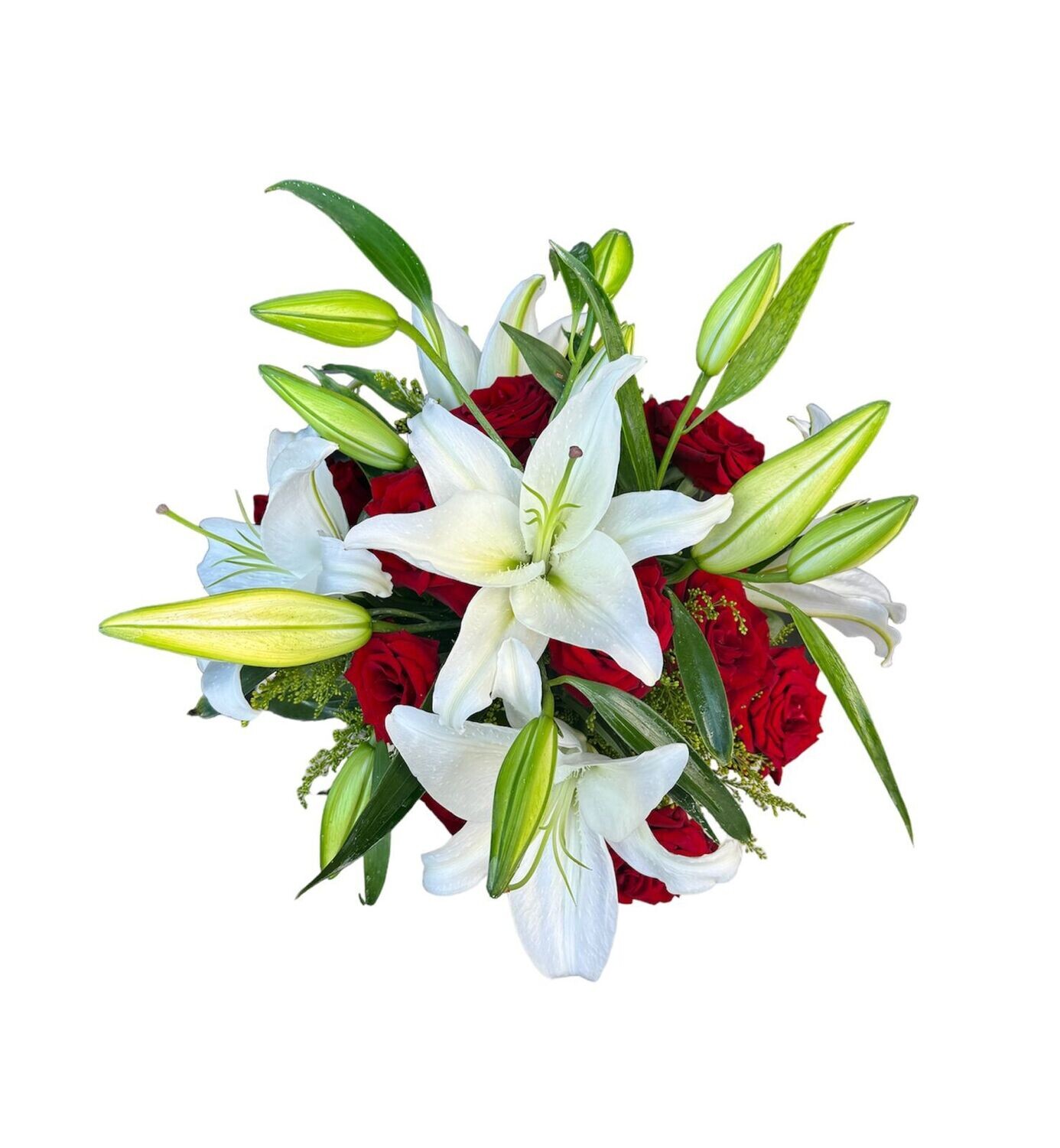 White Lilies &amp; Red Roses in a Vase