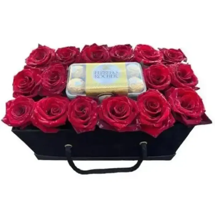 Luxury Red Rose &amp; Ferrero Rocher (16 pcs)
